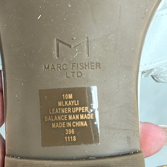 Kayli White Leather Woven Slide Sandals by Marc Fisher LTD - Picture 6 of 10